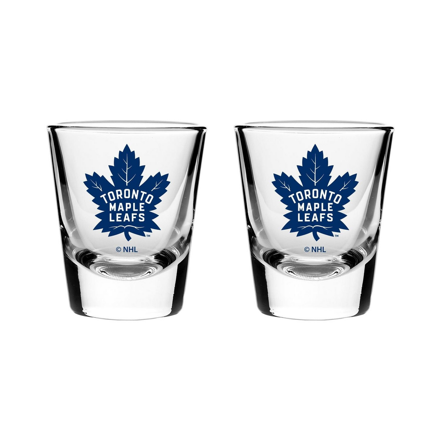 NHL 2 Pack Shot Glass 2oz Clear Maple Leafs