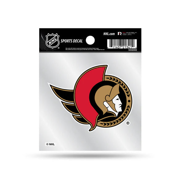 NHL Clear Backer Decal 4x4 Senators