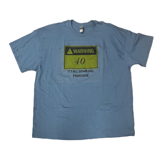 Age T-Shirt 40 Years Old Warning Sign (Blue)