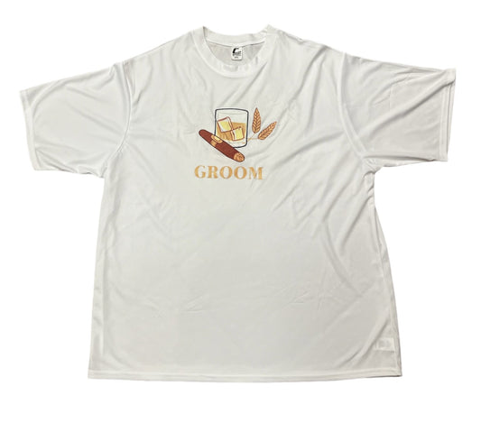 Joke T-shirt Groom Cigar & Drink (White)