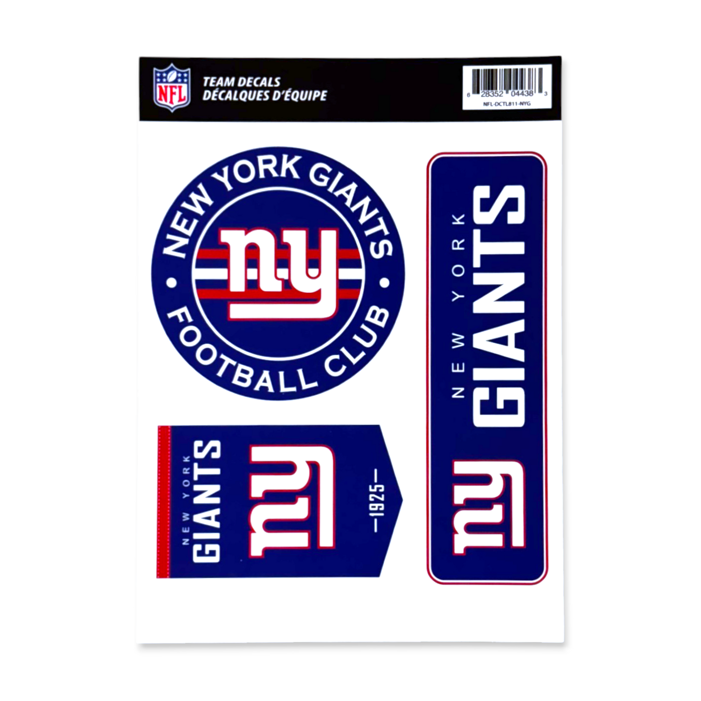 NFL Team Vinyl Decal Set Giants