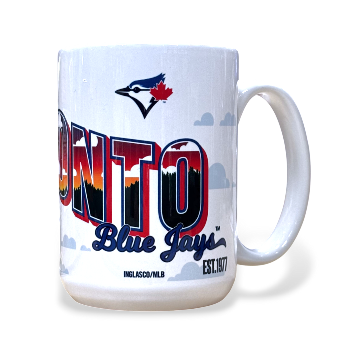 MLB Coffee Mug 15 Oz Sublimated Greetings Blue Jays