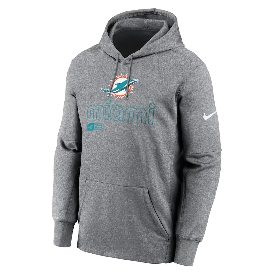 NFL Hoodie Heather Gray Pull Over Performance 2024 Dolphins