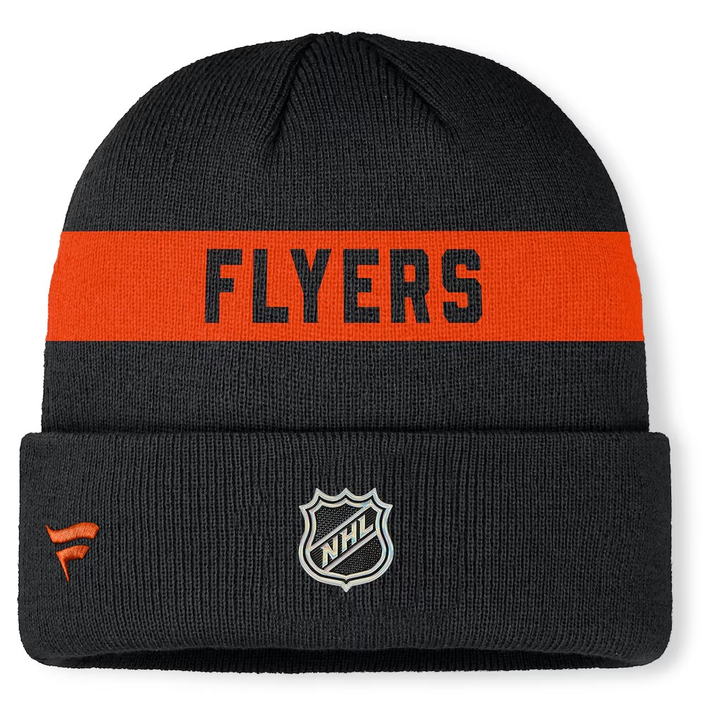 NHL Knit Hat Authentic Pro Cuffed Stripe Beanie Rink Road 2025 Flyers