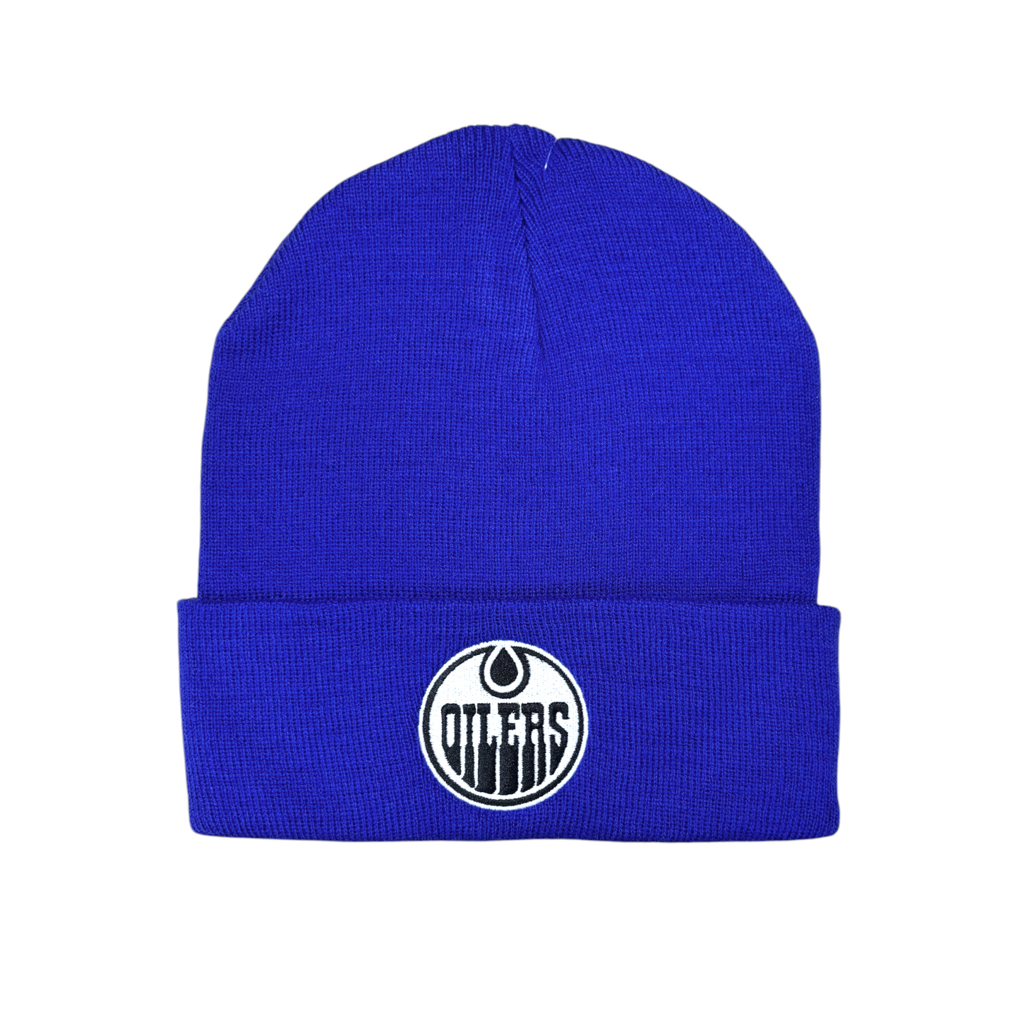 NHL Knit Hat Black & White Replica Cuff Oilers