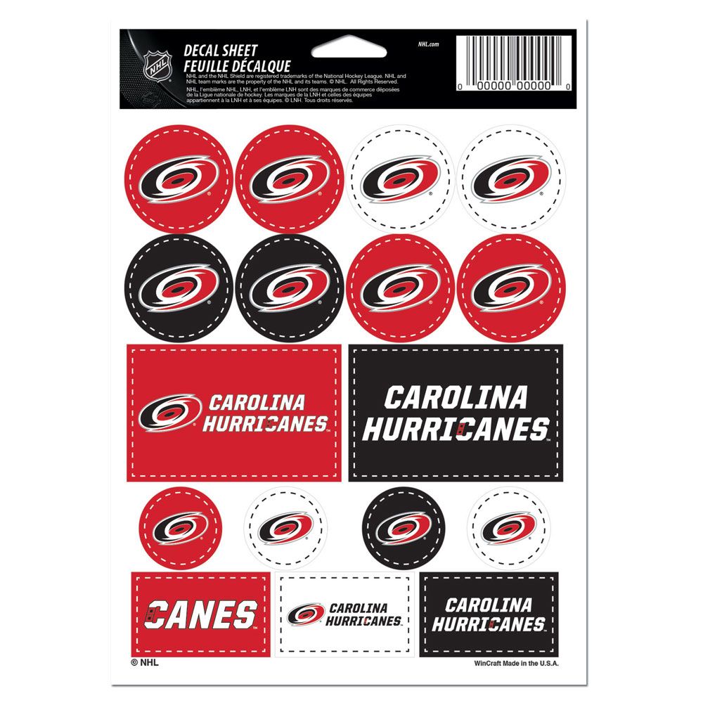 NHL Decal Sheet 5x7 Hurricanes