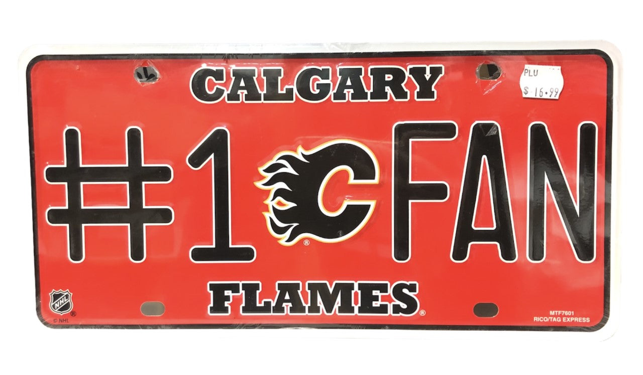 NHL License Plate Metal #1 Fan Flames