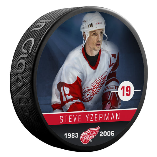 NHL Alumni Player Puck Steve Yzerman Red Wings