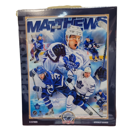 NHL 8x10 Player Photograph Collage Blue Background Auston Matthews Maple Leafs