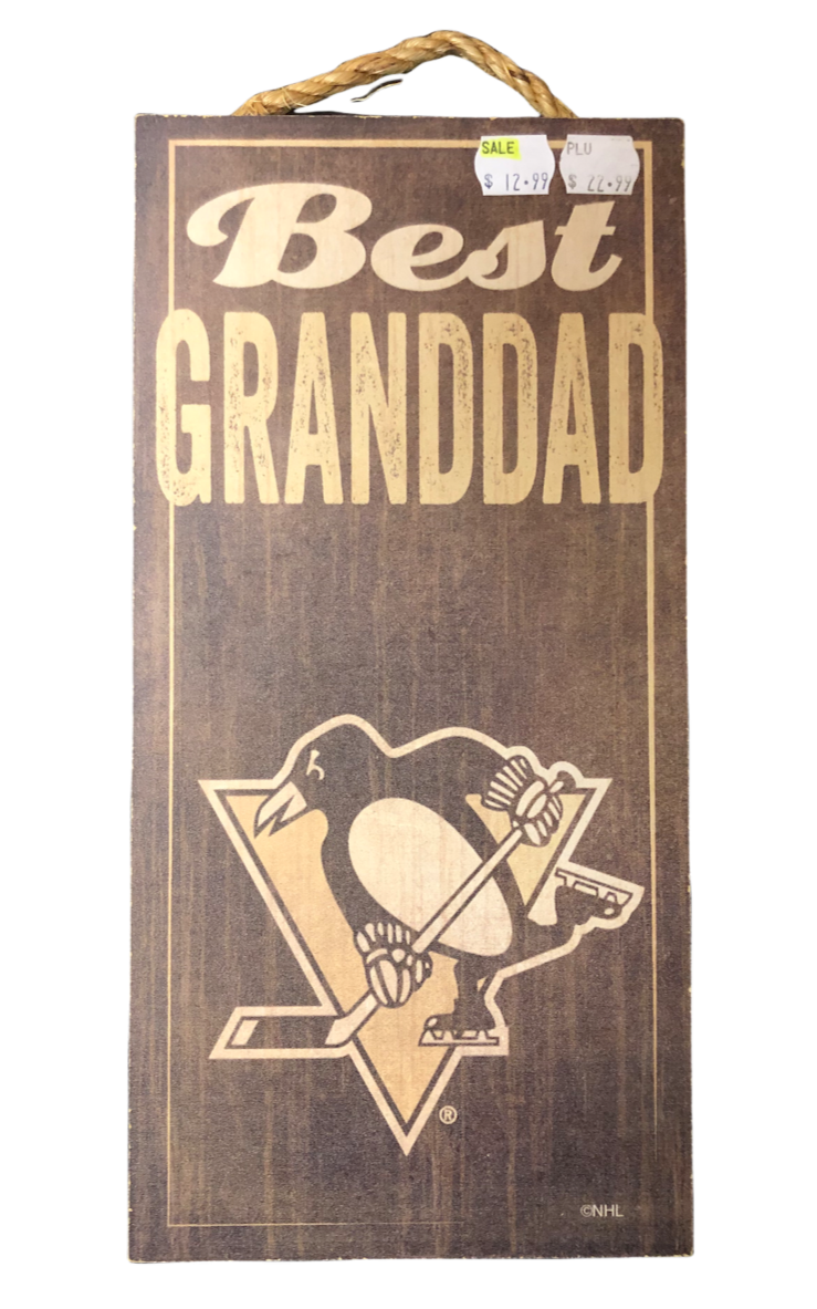 NHL Wooden Sign Best Granddad Penguins