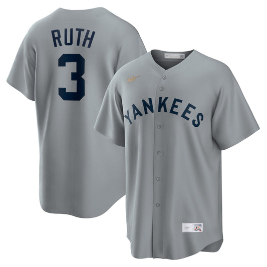 MLB Player Replica Cooperstown Jersey Road Babe Ruth Yankees