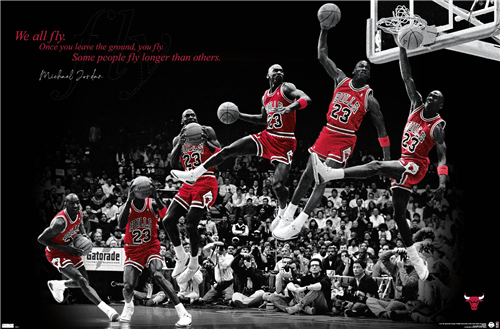 NBA Player Wall Poster Fly Michael Jordan Bulls