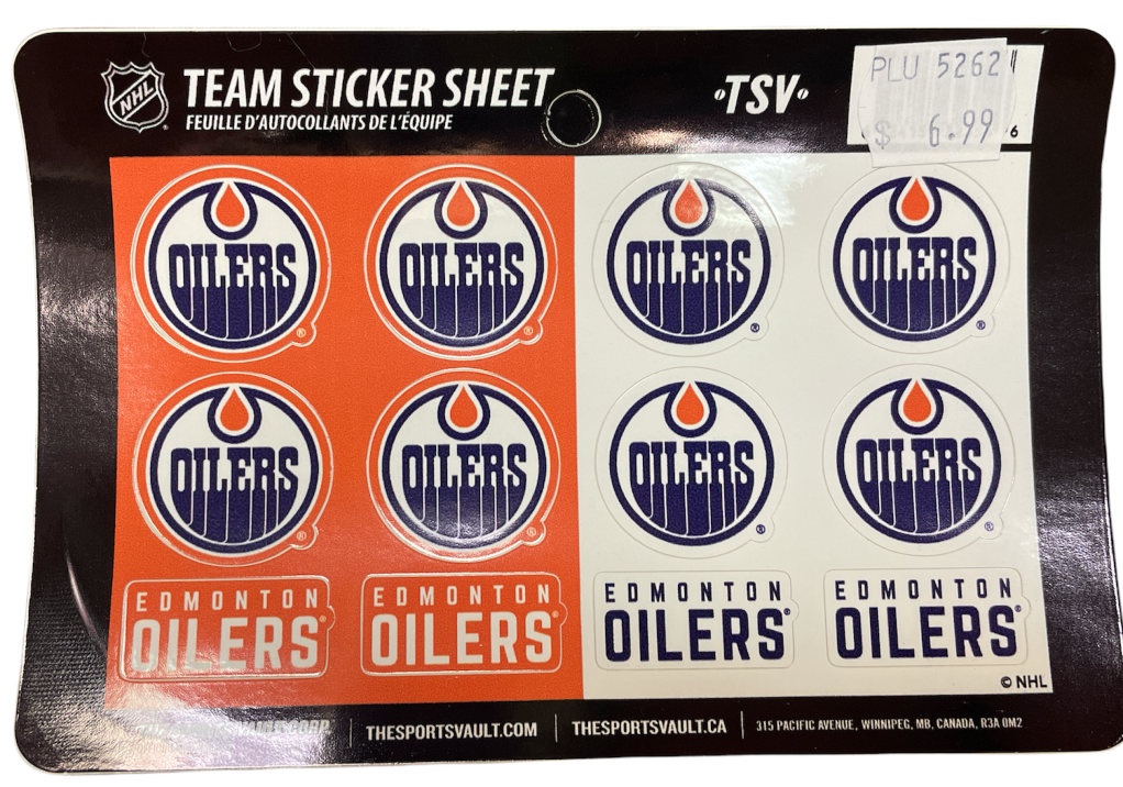 NHL Team Sticker Sheet Oilers