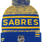 NHL Knit Hat Authentic Pro Rink Cuffed Heathered Cuff Pom 2023 Sabres