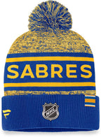 NHL Knit Hat Authentic Pro Rink Cuffed Heathered Cuff Pom 2023 Sabres