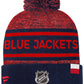 NHL Knit Hat Authentic Pro Rink Cuffed Heathered Cuff Pom 2023 Blue Jackets