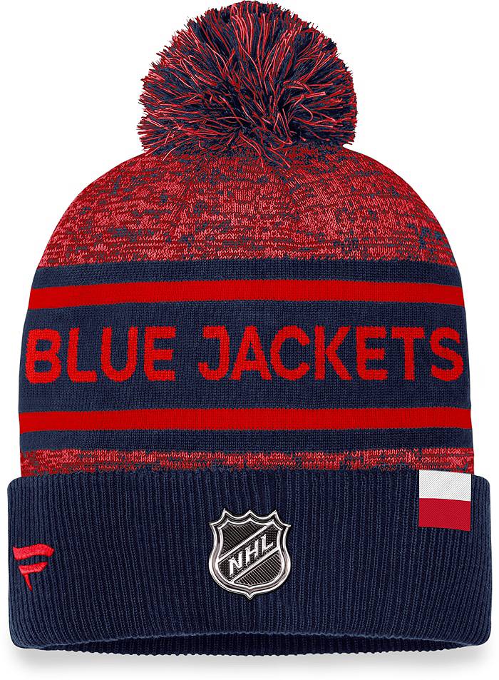 NHL Knit Hat Authentic Pro Rink Cuffed Heathered Cuff Pom 2023 Blue Jackets