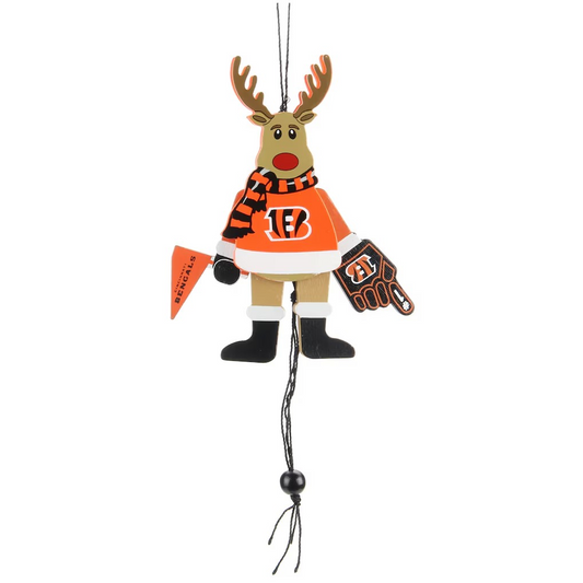 NFL Ornament Wooden Cheering Reindeer Bengals