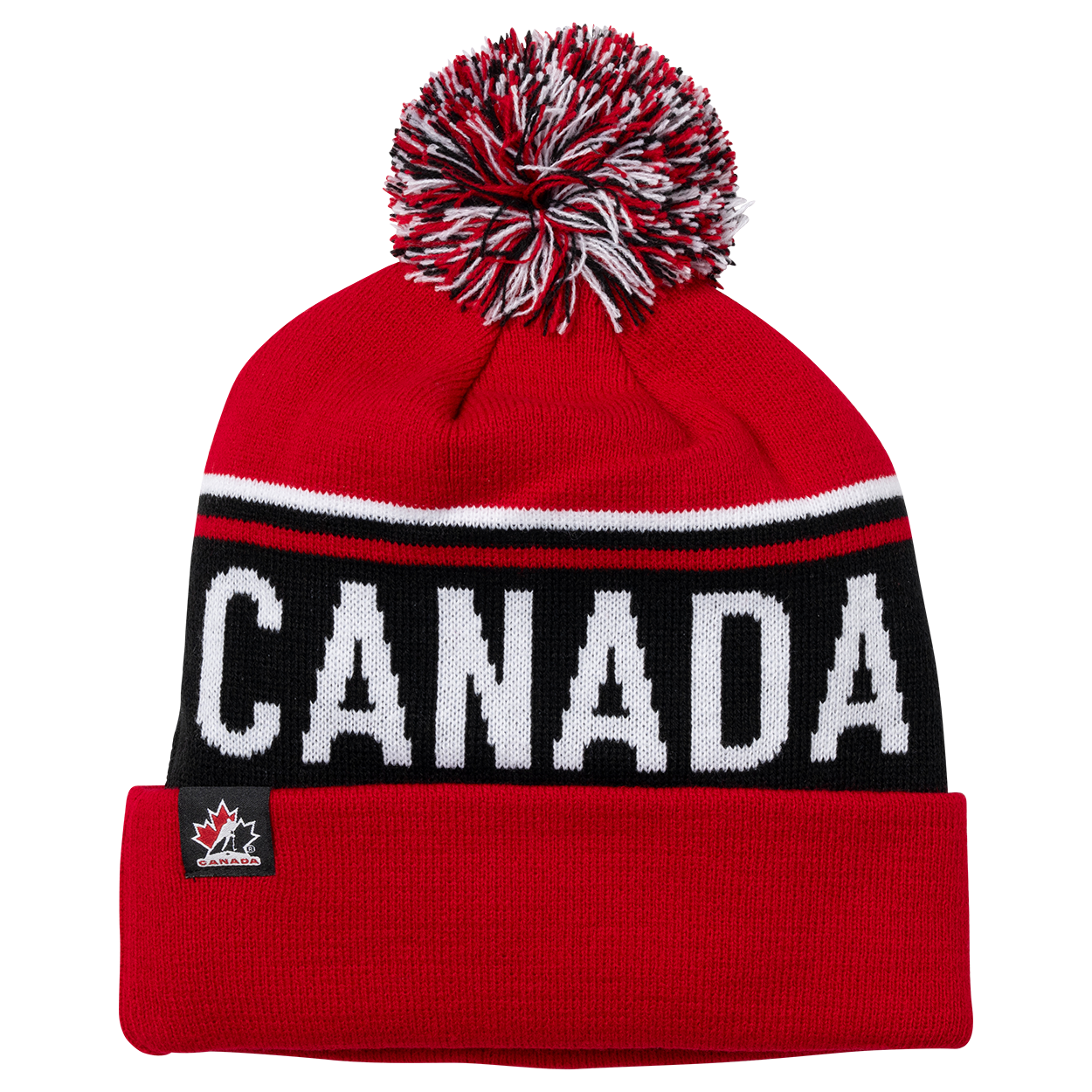 Hockey Canada Knit Hat Two Tone Pom Red Team Canada