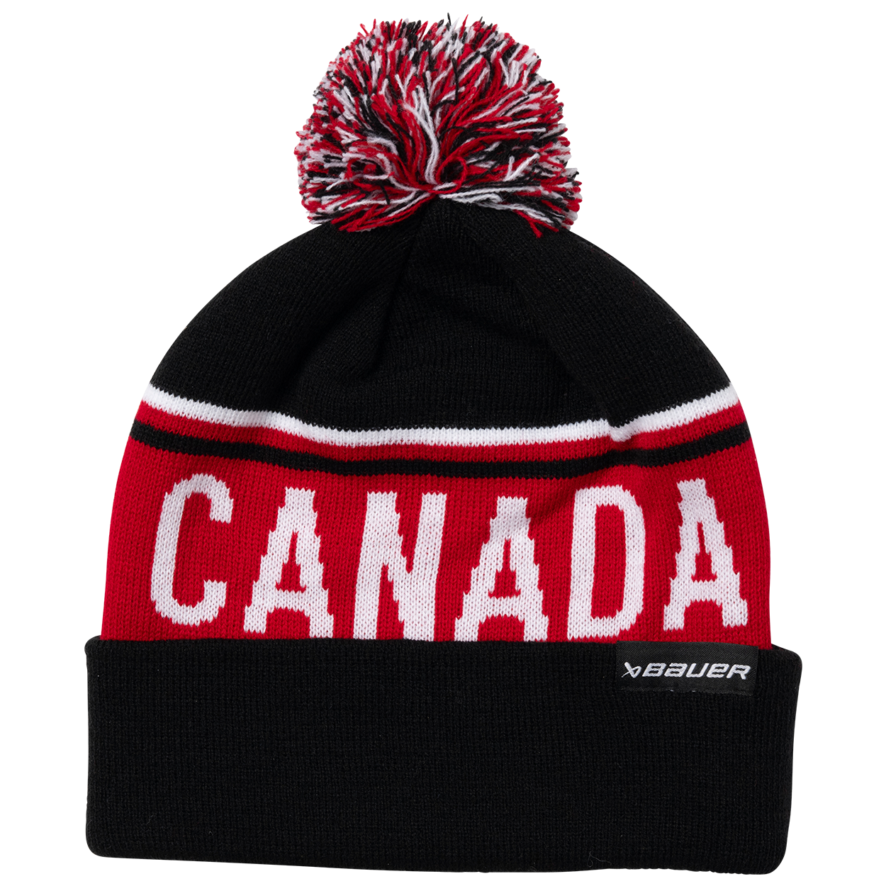 Hockey Canada Knit Hat Two Tone Pom Black Team Canada