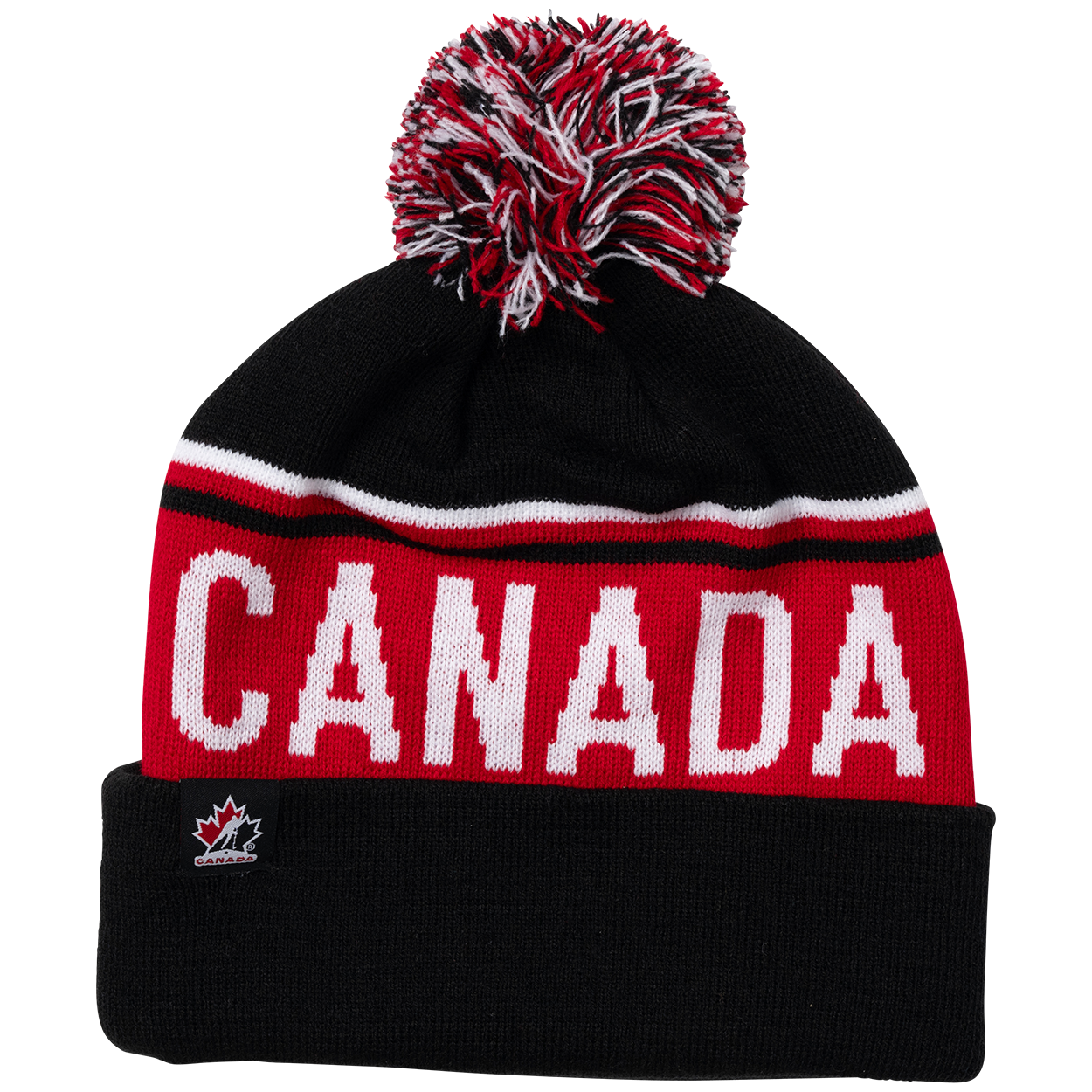 Hockey Canada Knit Hat Two Tone Pom Black Team Canada