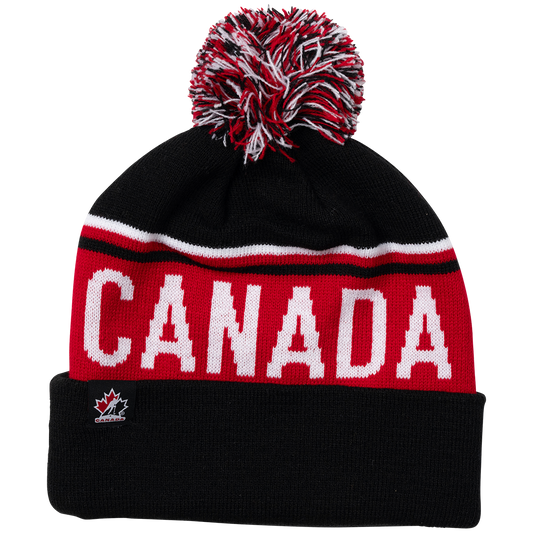 Hockey Canada Knit Hat Two Tone Pom Black Team Canada