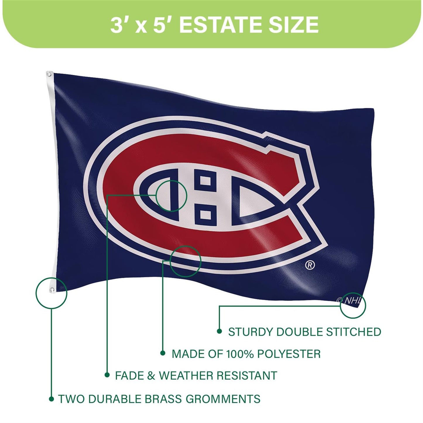NHL 3x5 Single Sided Flag with 2 Grommets Canadiens