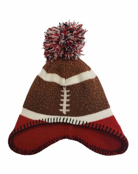 Infant Brown Las Vegas Raiders Football Head Knit Hat with Pom