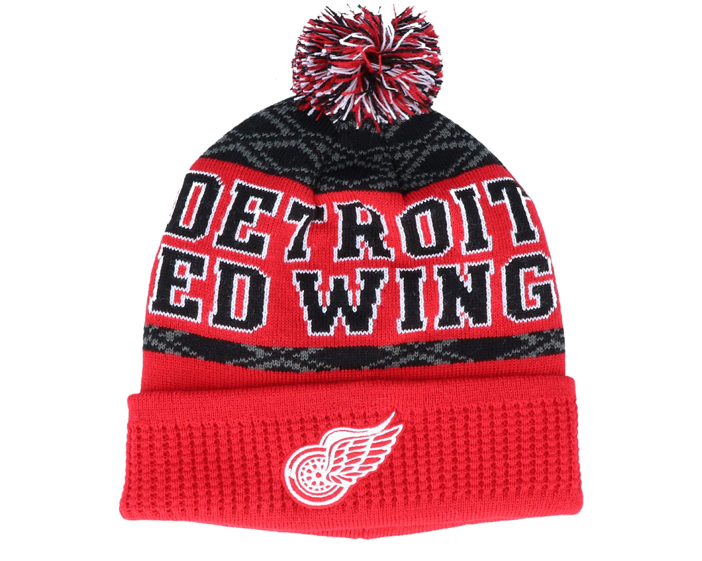 NHL Youth Knit Hat Puck Pattern Cuff Red Wings