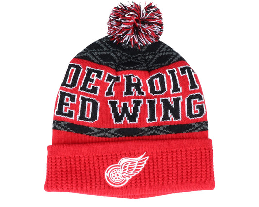 NHL Youth Knit Hat Puck Pattern Cuff Red wings