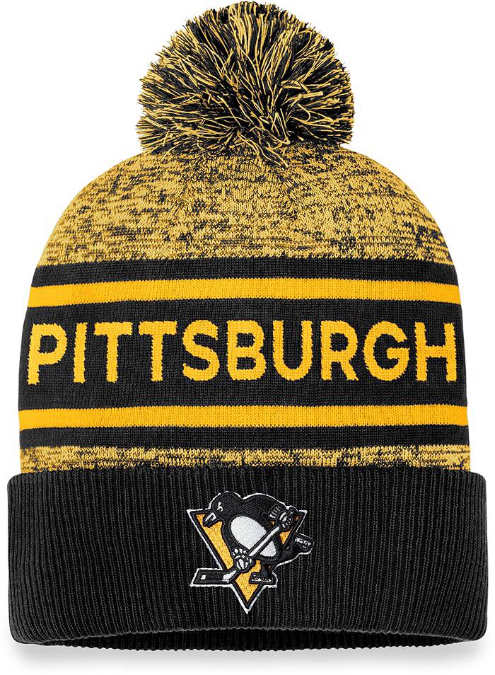 NHL Knit Hat Authentic Pro Rink Cuffed Heathered Cuff Pom 2023 Penguins