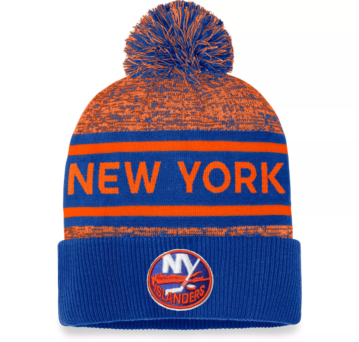 NHL Knit Hat Authentic Pro Rink Cuffed Heathered Cuff Pom 2023 Islanders