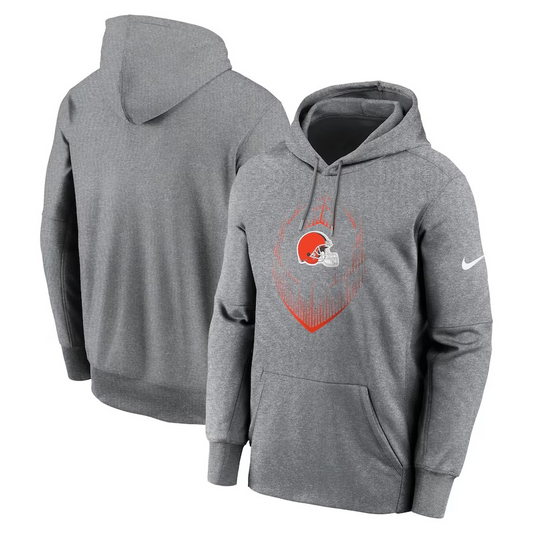 NFL Hoodie Heather Gray Pull Over Therma Icon Performance 2024 Browns