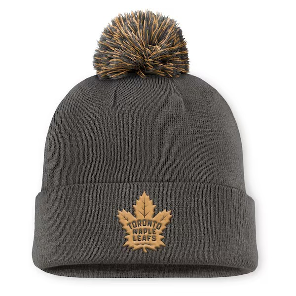 NHL Knit Hat Authentic Pro Rink Cuffed with Pom Military Appreciation Maple Leafs