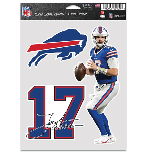 NFL Player Decal Multi Use 3 Pack Josh Allen Bills