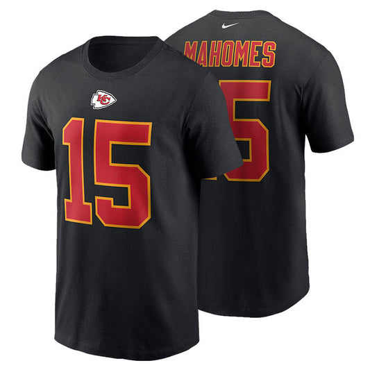 NFL Player T-Shirt Name And Number Patrick Mahomes Chiefs (Black)