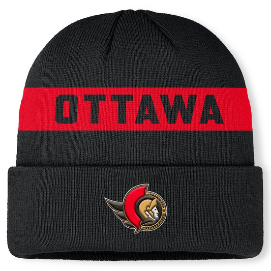 NHL Knit Hat Authentic Pro Cuffed Stripe Beanie Rink Road 2025 Senators