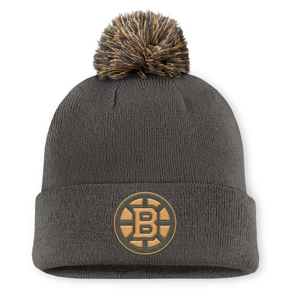 NHL Knit Hat Authentic Pro Rink Cuffed with Pom Military Appreciation Bruins
