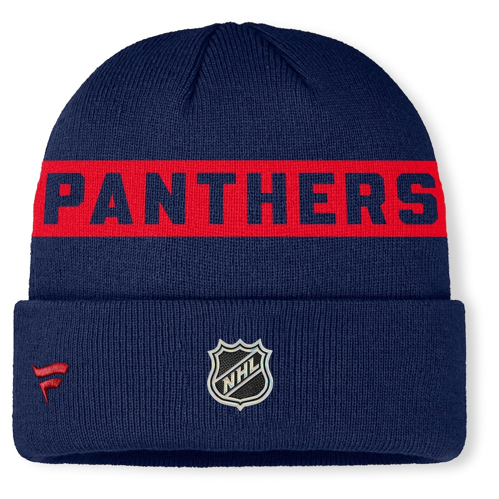 NHL Knit Hat Authentic Pro Cuffed Stripe Beanie Rink Road 2025 Panthers