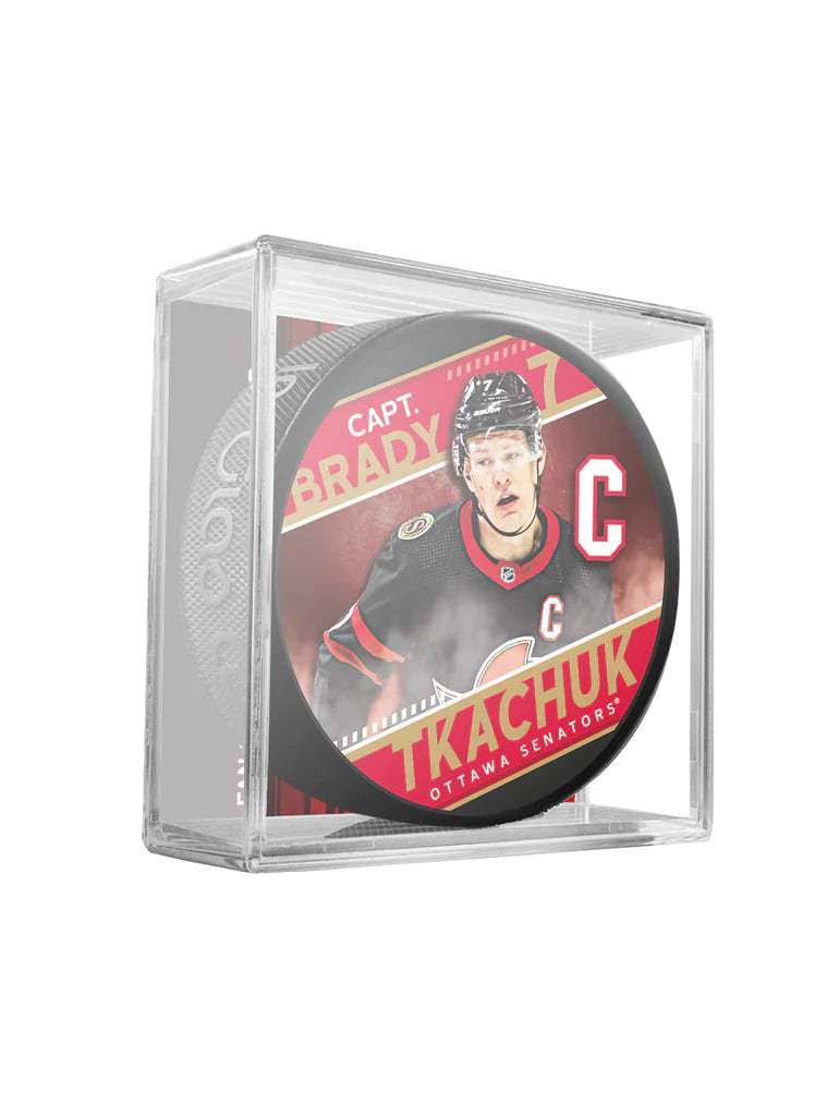 NHL Souvenir Player Puck In Cube Captain Series Brady Tkachuk Senators