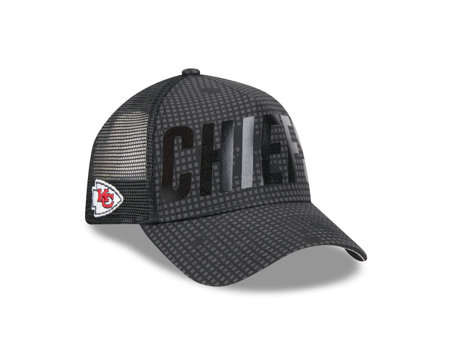 NFL Hat 940 A-Frame Trucker Snapback Midnight Ink Tonal Text Chiefs