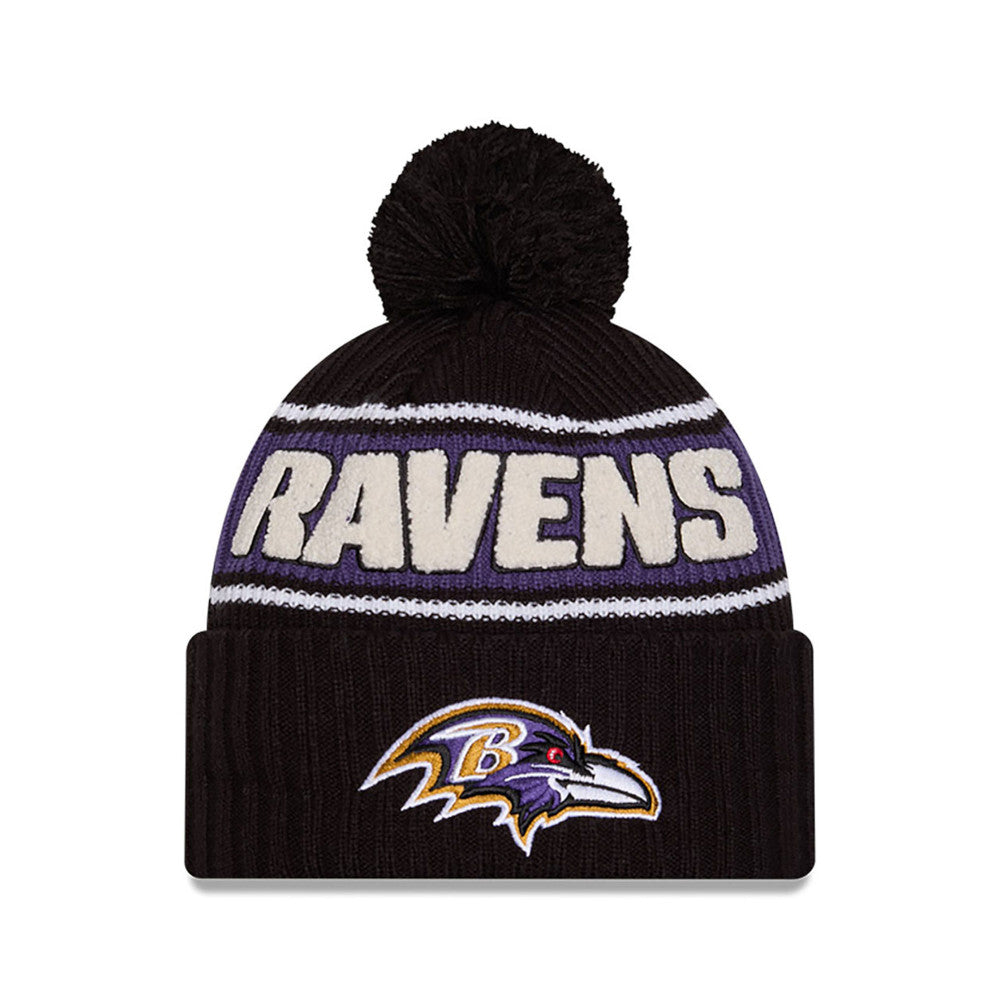 NFL Knit Hat 2024 Cold Weather Sport Knit W/ Pom Ravens