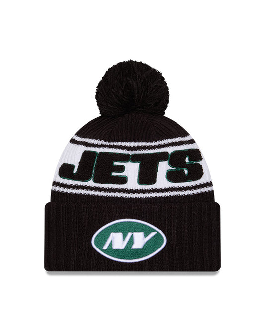 NFL Knit Hat 2024 Cold Weather Sport Knit W/ Pom Black Jets