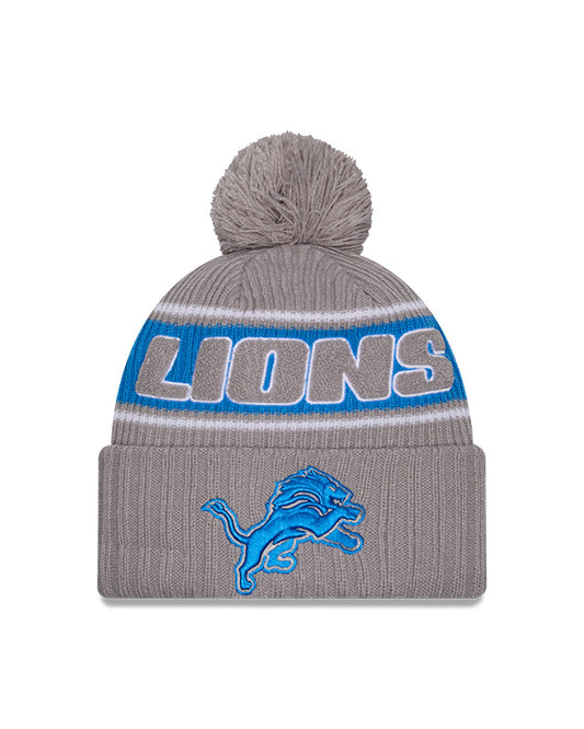 NFL Knit Hat 2024 Cold Weather Sport Knit W/ Pom Grey Lions