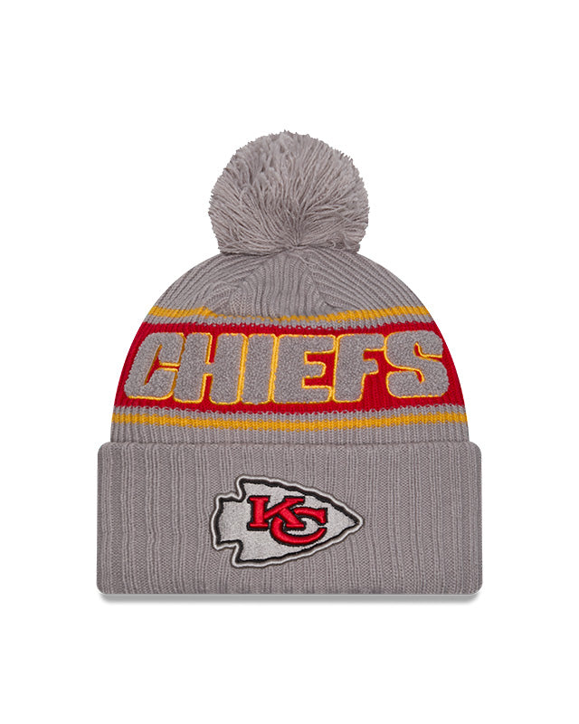 NFL Knit Hat 2024 Cold Weather Sport Knit W/ Pom Grey Chiefs