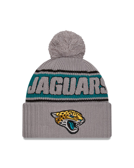 NFL Knit Hat 2024 Cold Weather Sport Knit W/ Pom Grey Jaguars