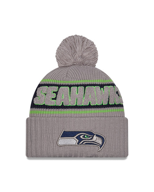 NFL Knit Hat 2024 Cold Weather Sport Knit W/ Pom Grey Seahawks