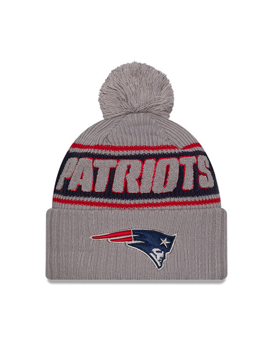 NFL Knit Hat 2024 Cold Weather Sport Knit W/ Pom Grey Patriots