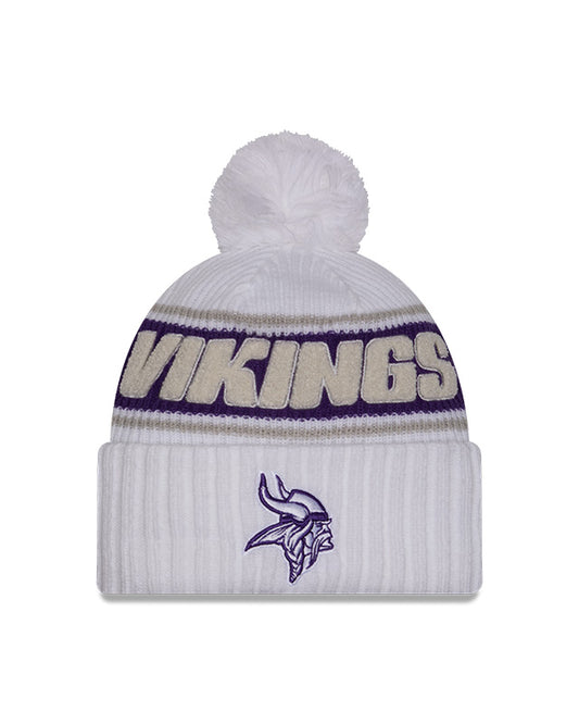 NFL Knit Hat 2024 Cold Weather Sport Knit W/ Pom White Vikings