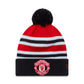 EPL Youth Knit Hat Bar Stripe Cuff Beanie with Pom Manchester United F.C.